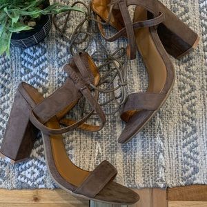 Ankle wrap block heels